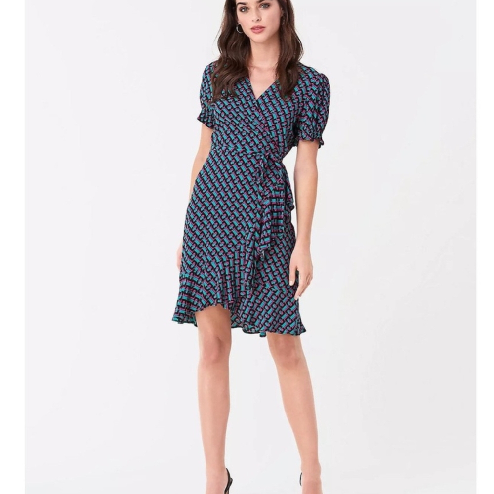DVF Emilia Wrap Dress - Geometric Design